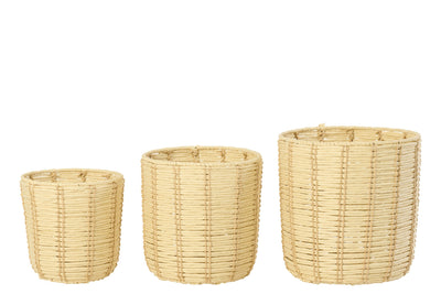 Korbset Rund Natur Beige 3-teilig