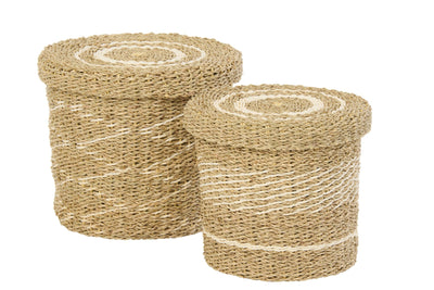 Boho Korbset Weiß Natur für stilvolle Aufbewahrung