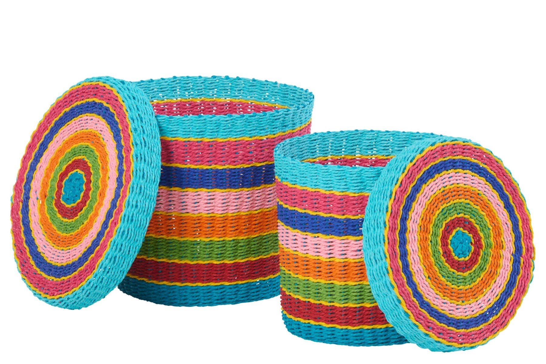 Deko Korb mit Deckel Bunt 2er Set