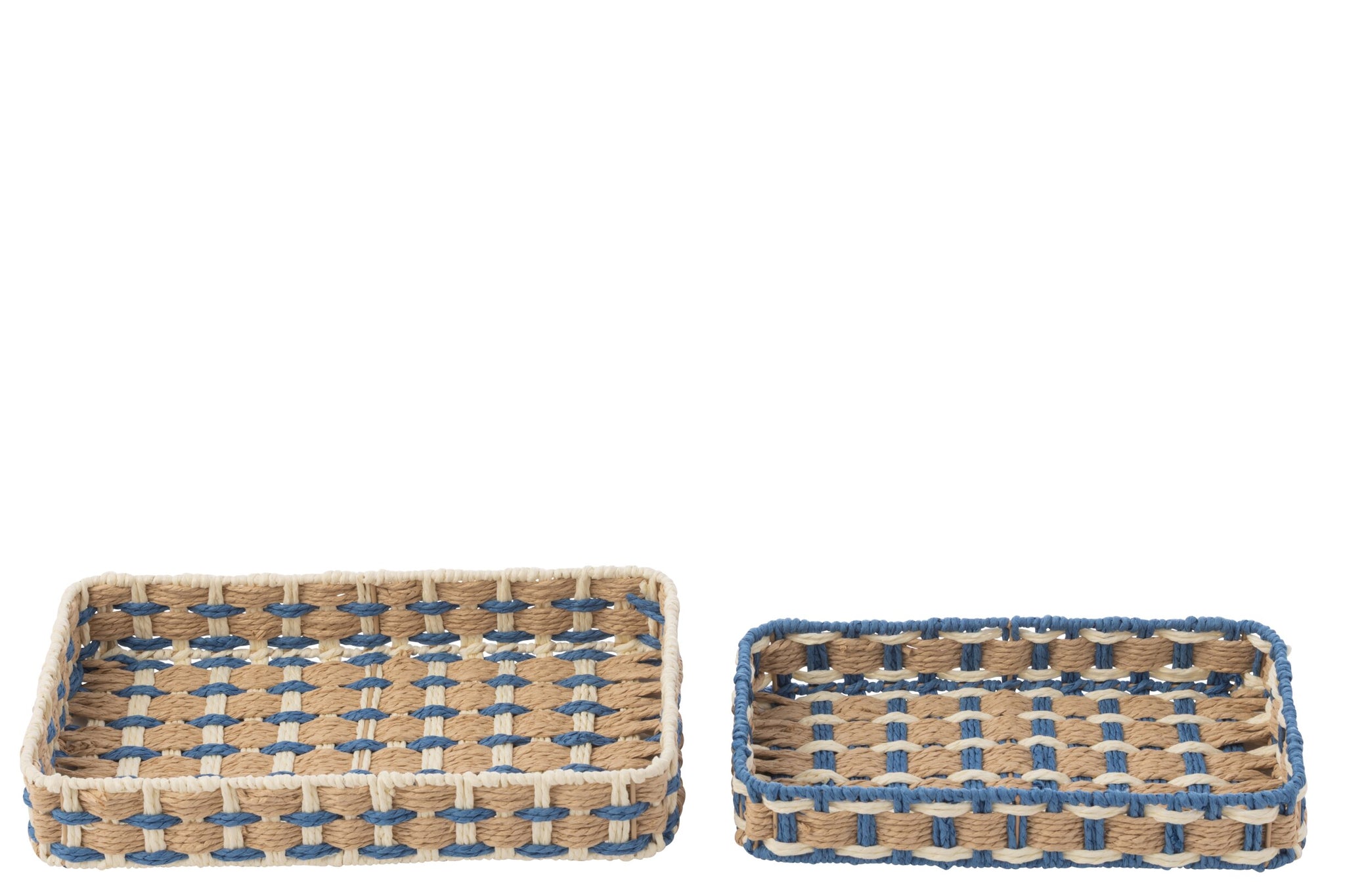 Deko Tablett Set Blau Natur rechteckig
