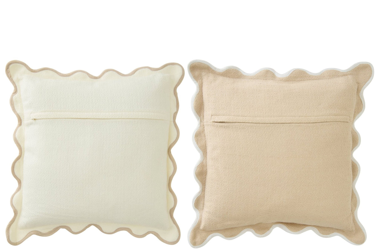 Kissen mit Bogenkante - Weiß/Beige (2er-Set)