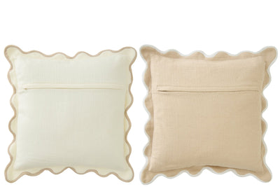 Cojines con borde festoneado - Blanco/Beige (set de 2)