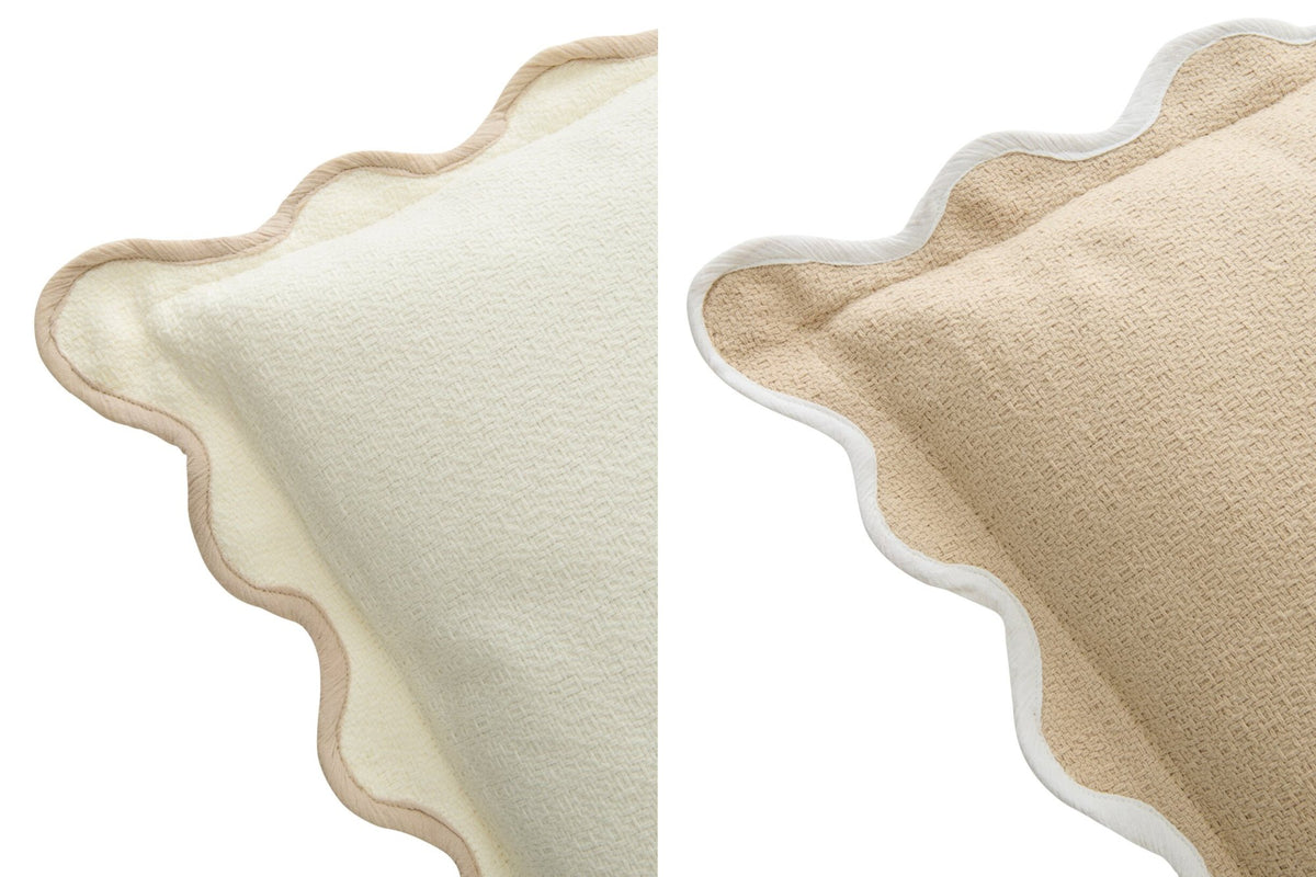 Kissen mit Bogenkante - Weiß/Beige (2er-Set)