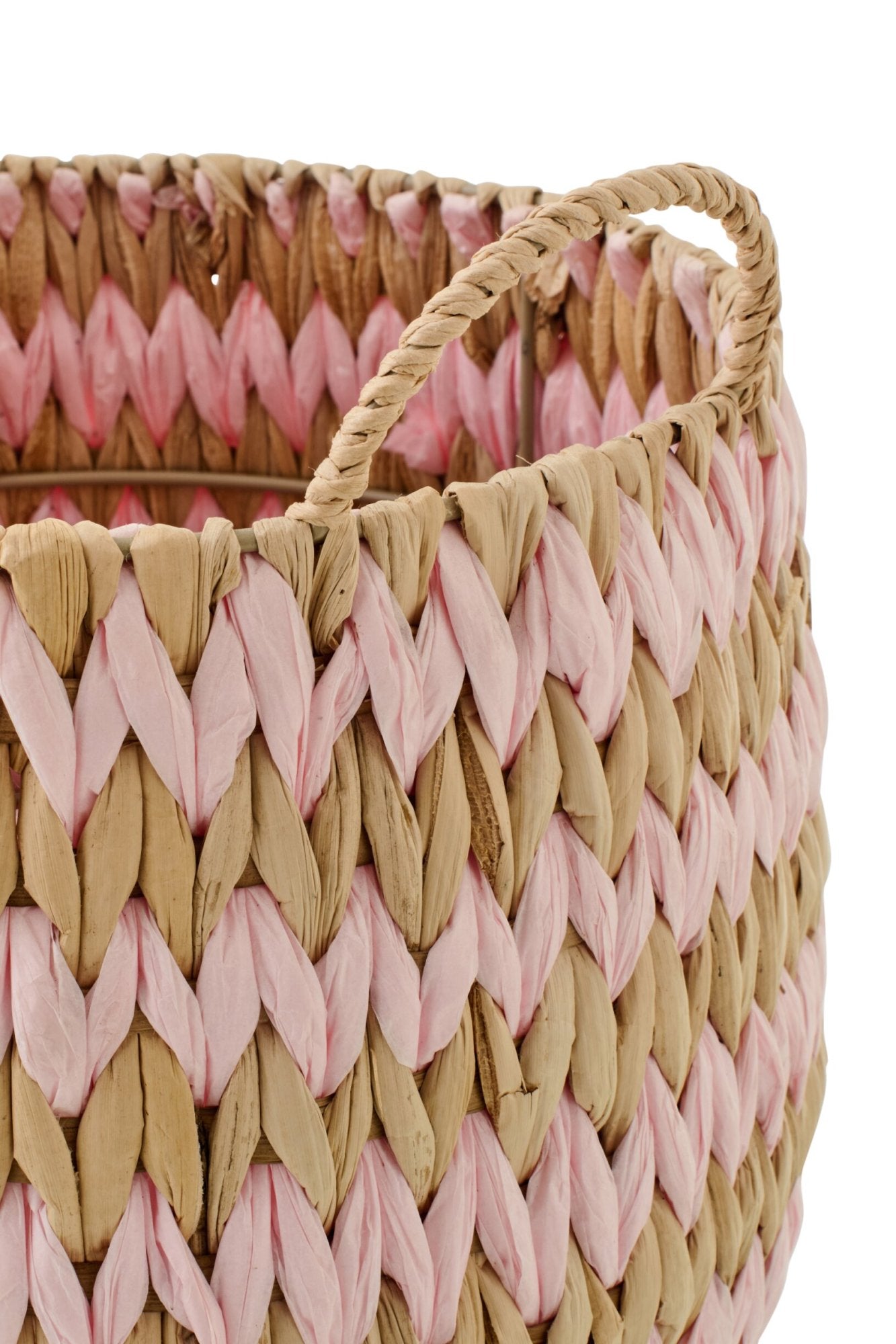 Detailaufnahme des natürlichen Flechtmusters in Rosé und Natur