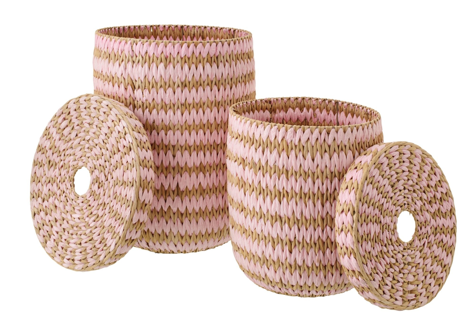 Geflochtenes Korbset Natur Rosé mit Deckel