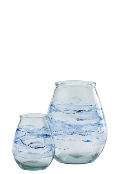 Windlicht aus Glas Blau ``Muro´´ (L)