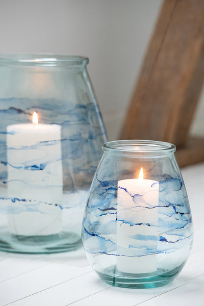 Windlicht aus Glas Blau ``Muro´´ (L)
