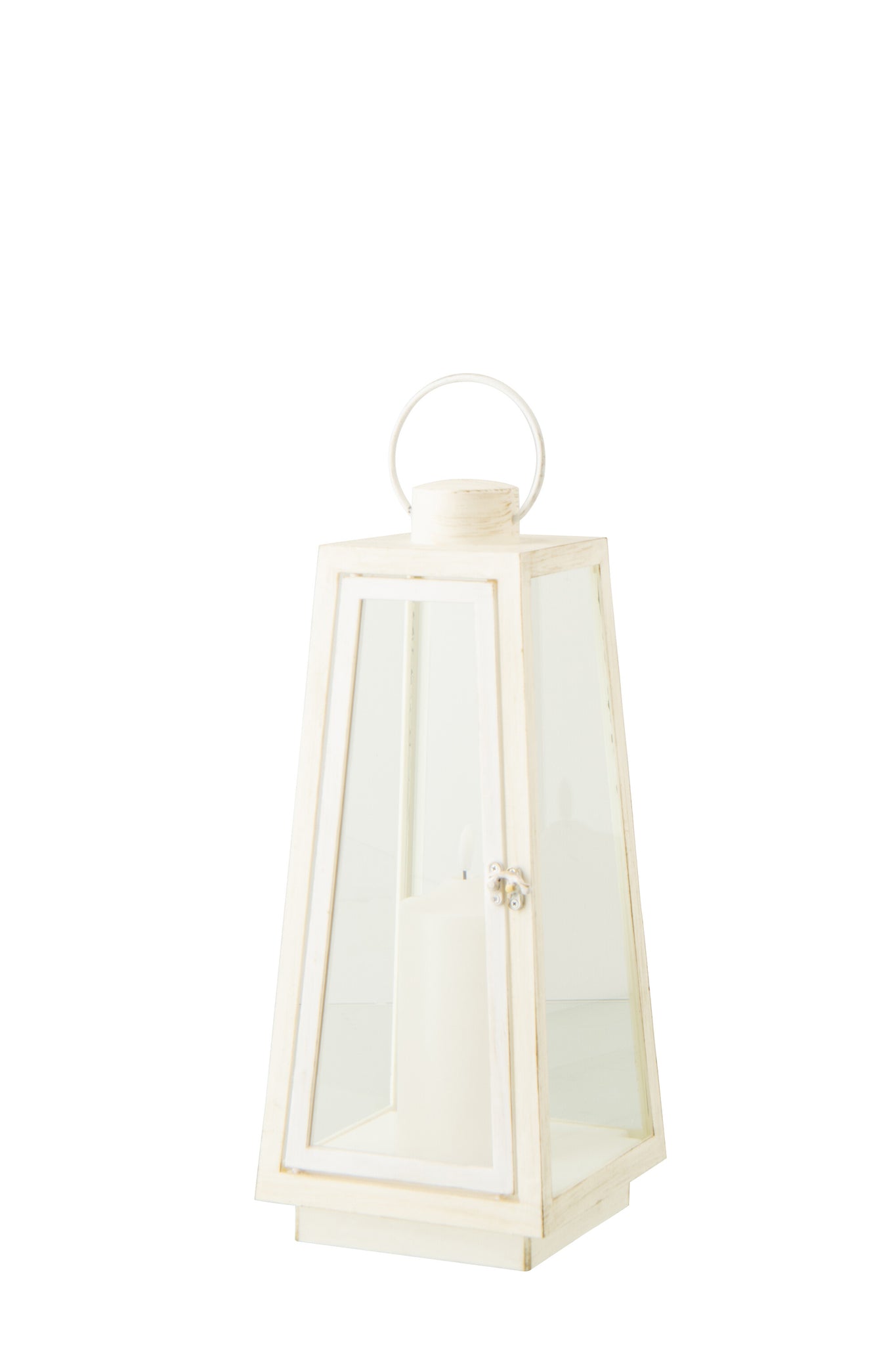 Lanterne en verre avec bougie LED – Blanche (M)