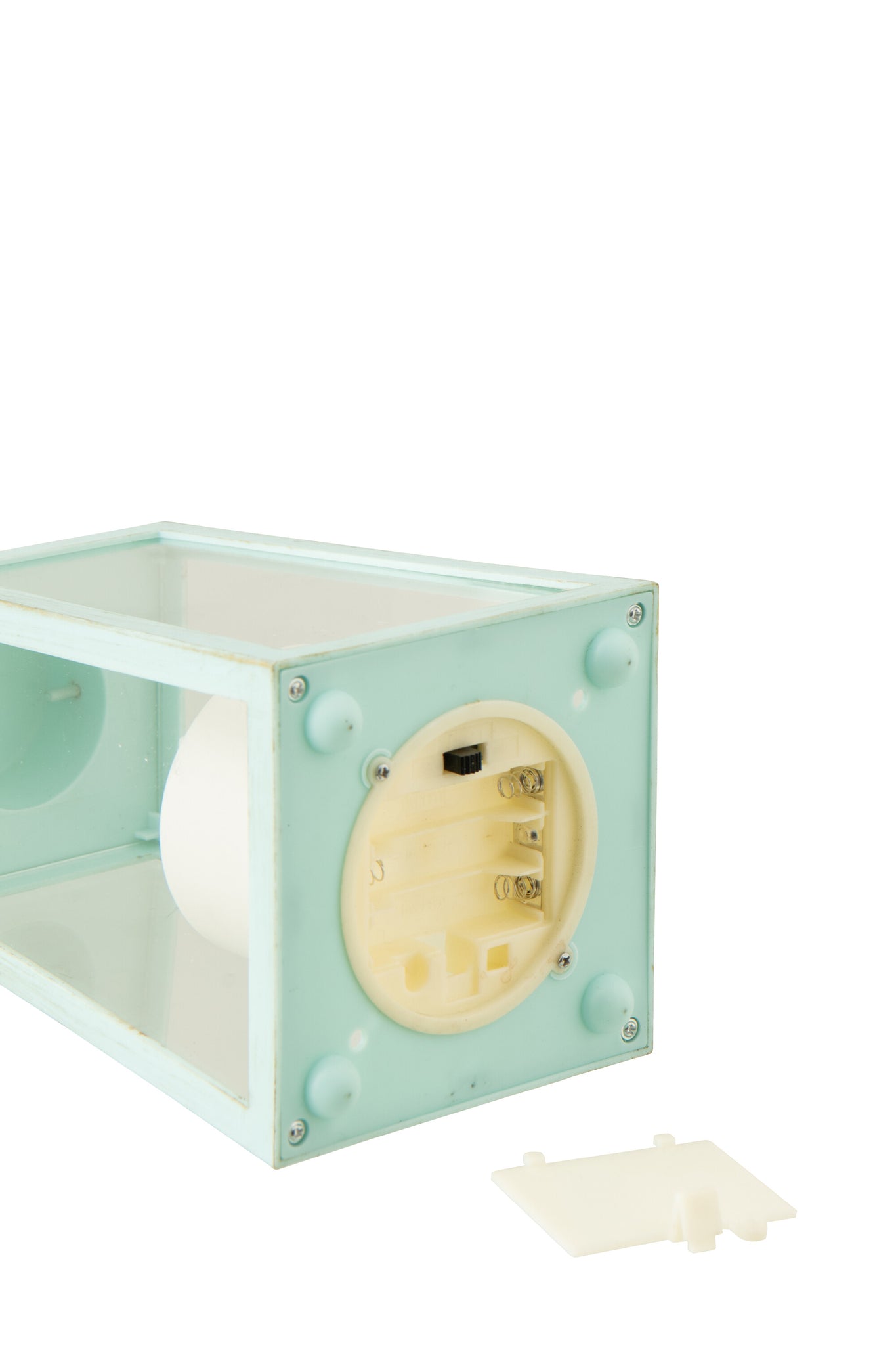 Lanterne en verre avec bougie LED – Turquoise (S)