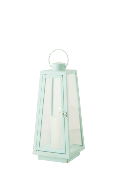 türkise Glaslaterne mit LED Kerze maritime Laterne