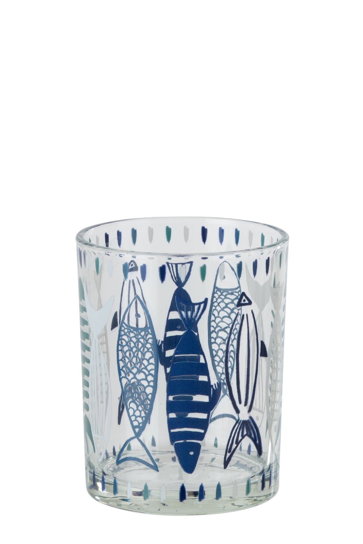 Photophore motif poisson, blanc/bleu, (M)