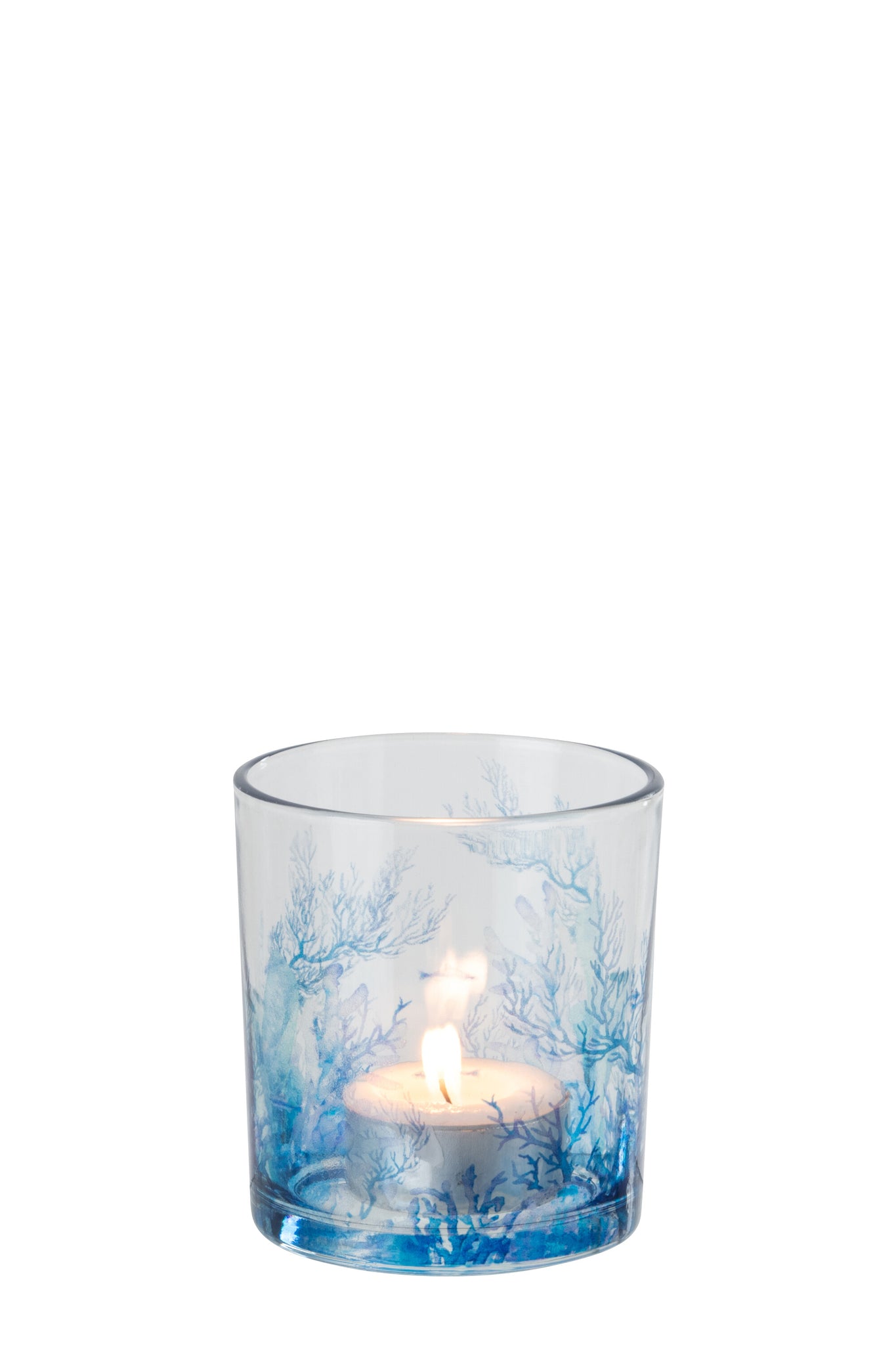 Lot de 8 - Photophore Corail Verre Bleu/Transparent (2 G) + (6 P)