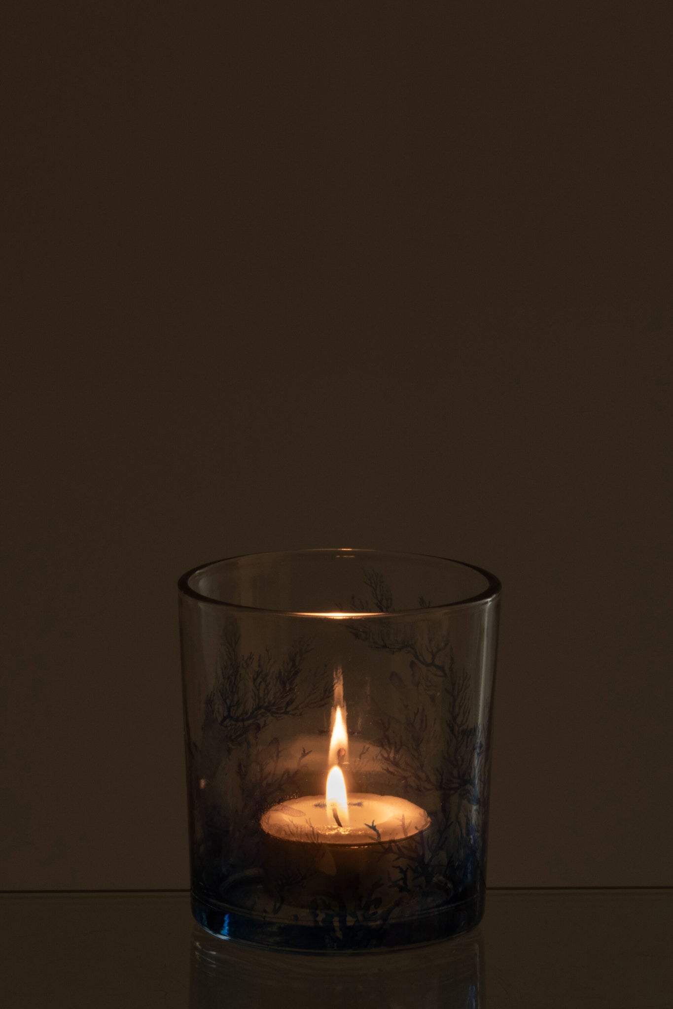 Windlicht Koralle Glas Blau/Transparent (S)