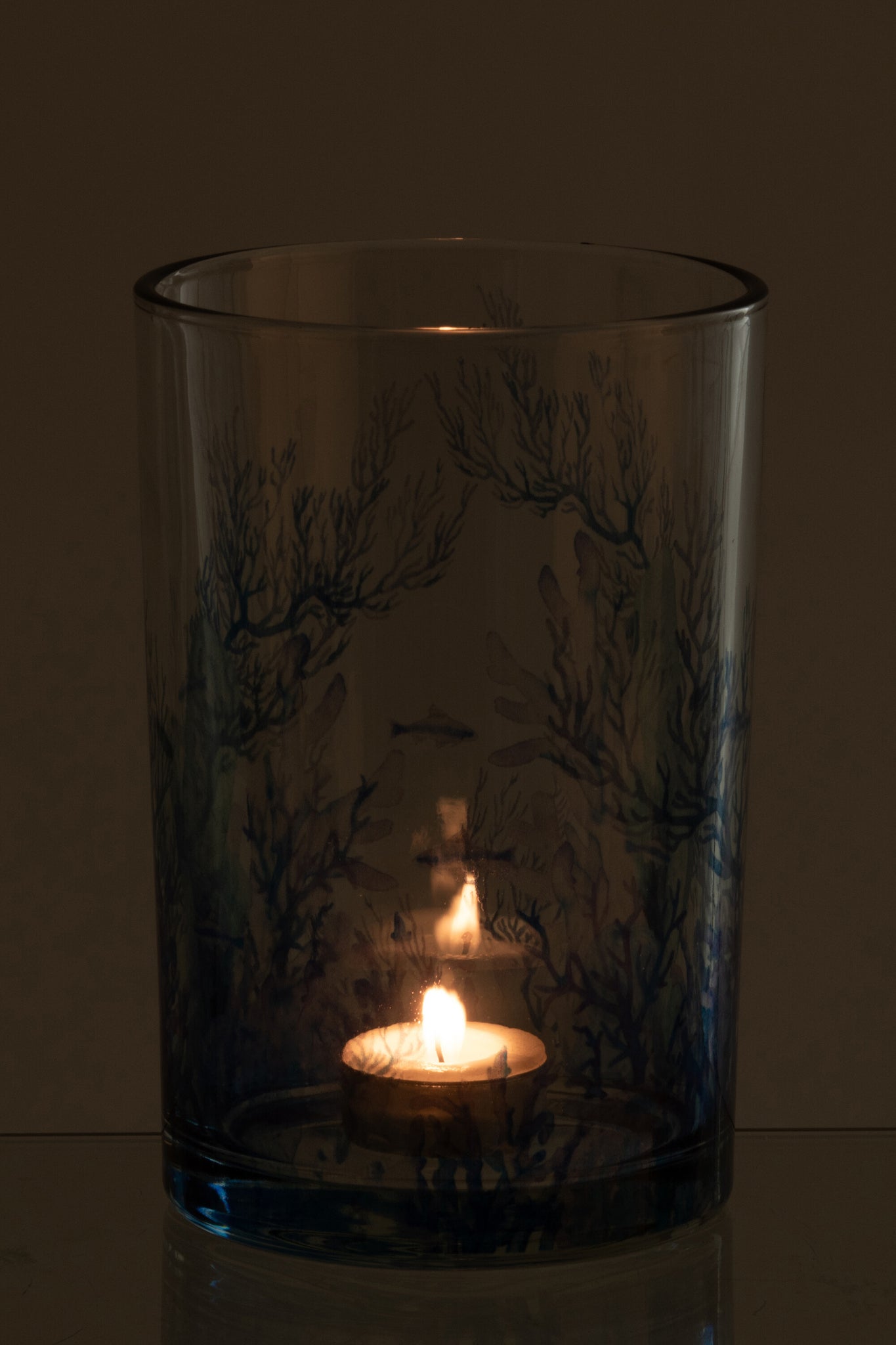 Windlicht Koralle Glas Blau/Transparent 