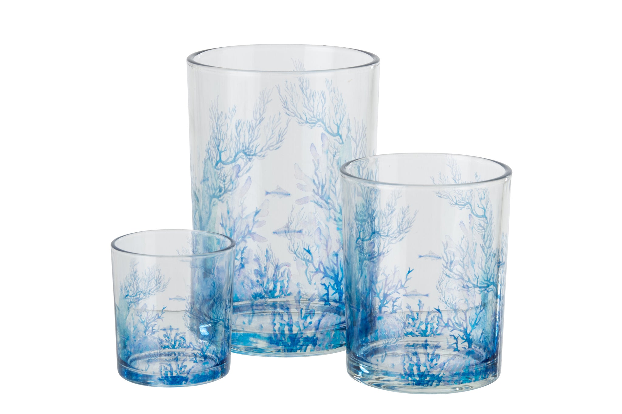 Windlicht Koralle Glas Blau/Transparent 