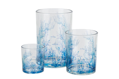 Windlicht Koralle Glas Blau/Transparent 