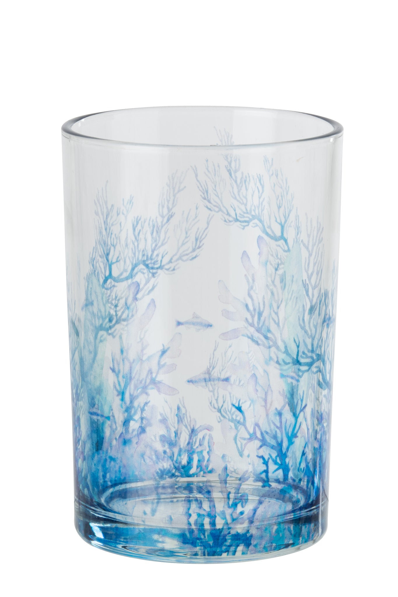 Lot de 8 - Photophore Corail Verre Bleu/Transparent (2 G) + (6 P)