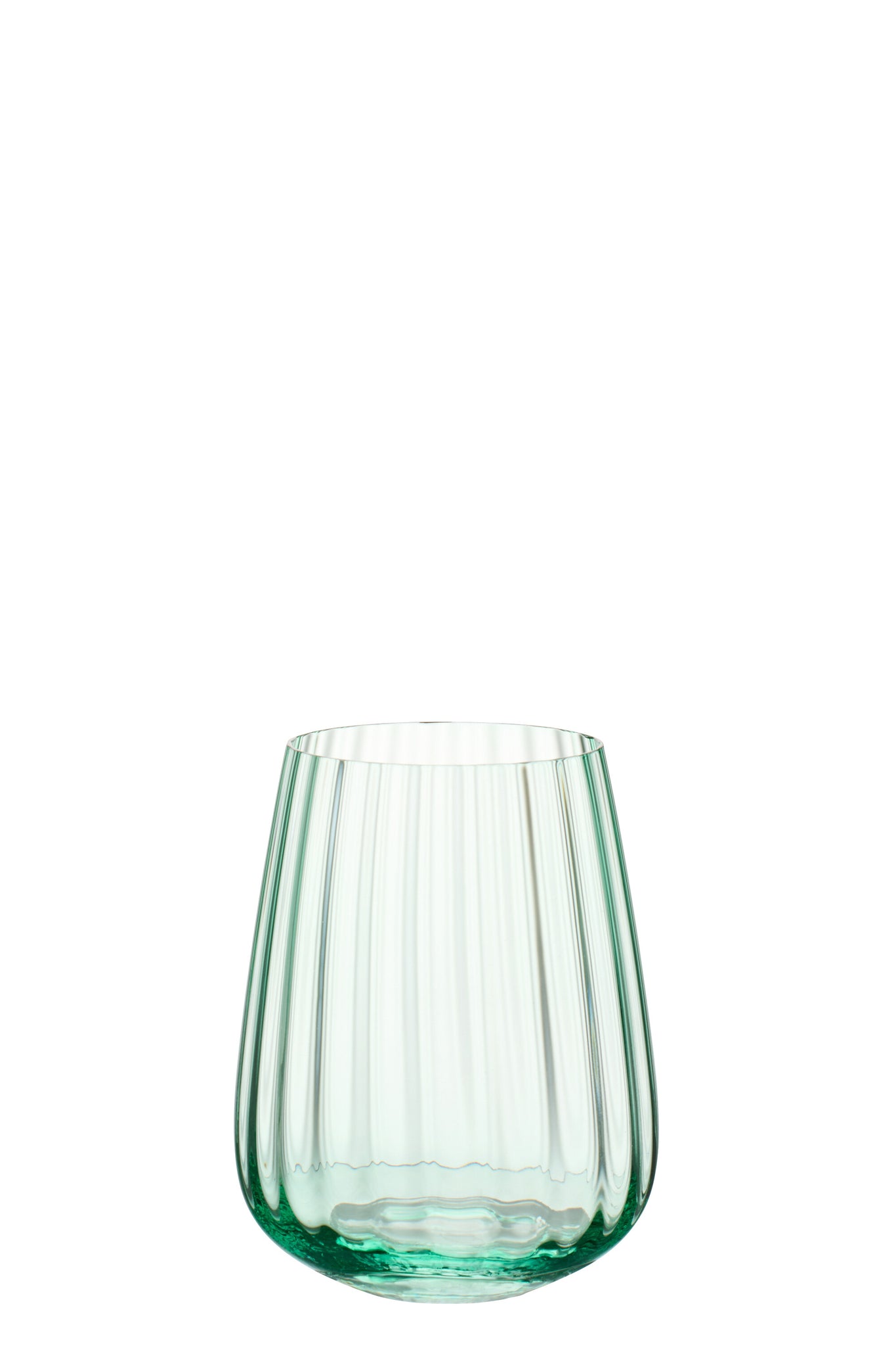 trinkglas gerippt grün glas modern tisch