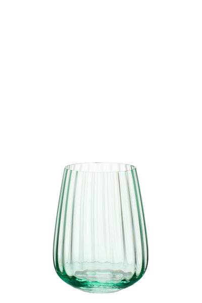 trinkglas gerippt grün glas modern tisch