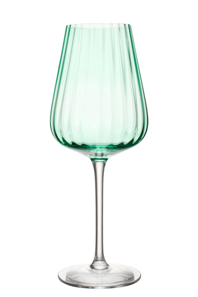 Weinglas aus geriffeltem Glas in Grün mit elegantem Design