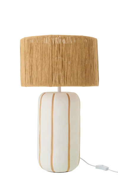 Tischlampe Keramik Natur Weiß (L)