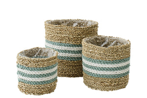Set de paniers à plantes Naturel/Turquoise (lot de 3)