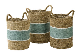 Set de paniers Naturel/Turquoise (lot de 3)