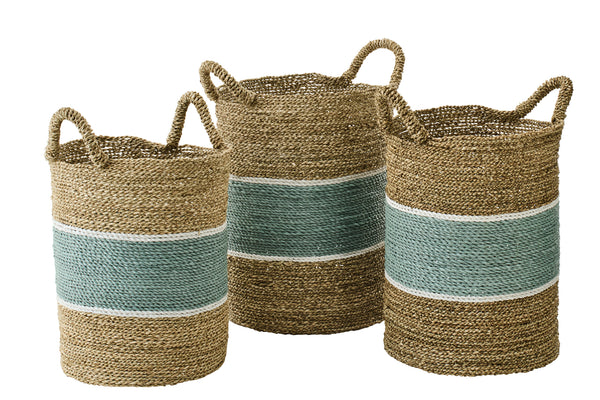 Set de paniers Naturel/Turquoise (lot de 3)