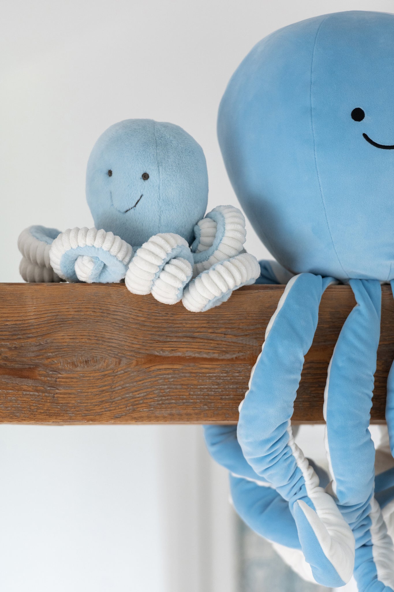 Oktopus-Plüschtier aus Polyester – Mintgrün / Hellblau (2er-Set)