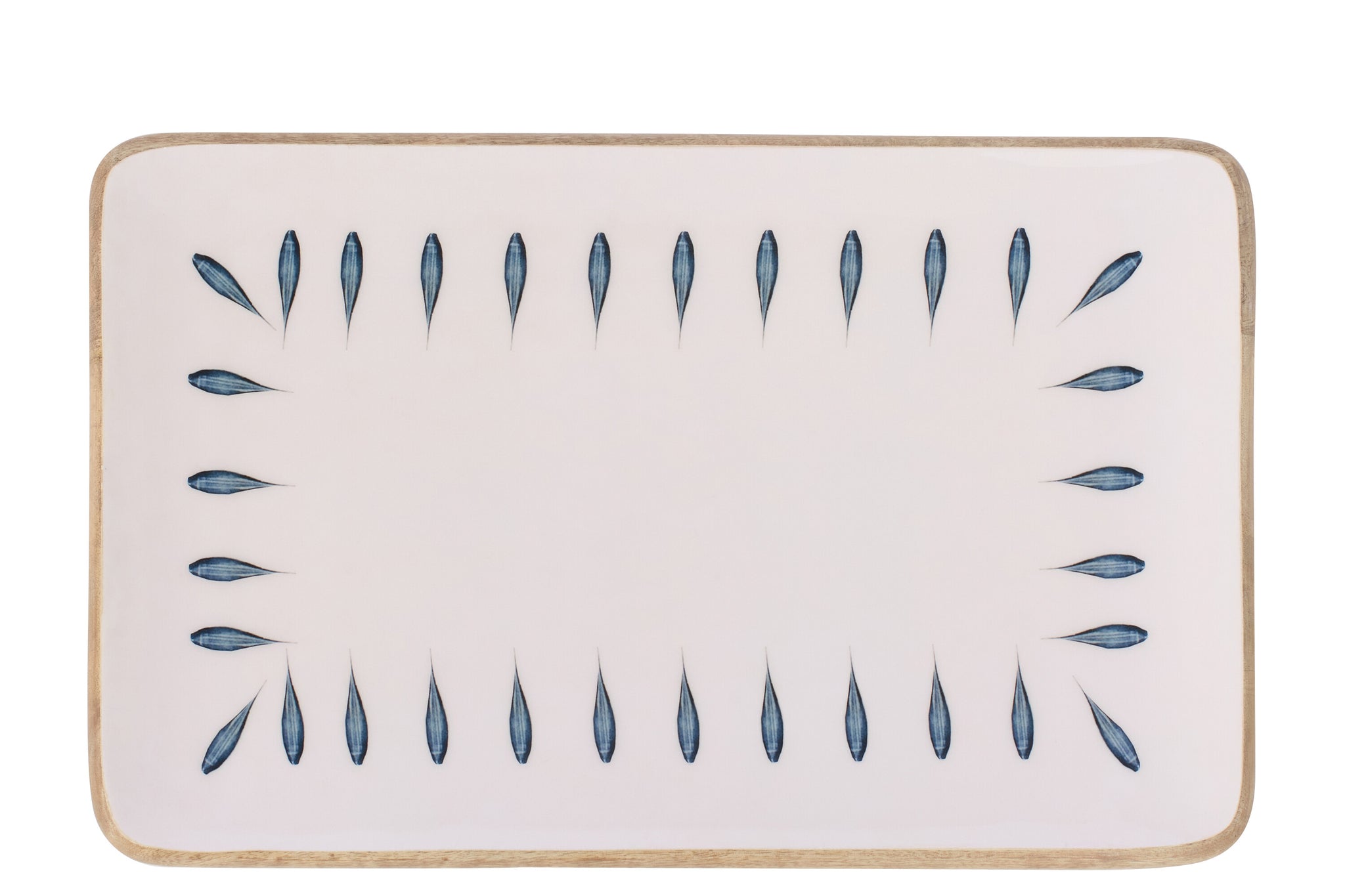 Serviertablett Rechteck Mango Holz Dunkelblau/Weiß