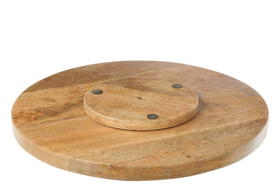 Drehbares Servierbrett ''Es Trenc'' aus Mangoholz – Dunkelblau/Weiß (rund)