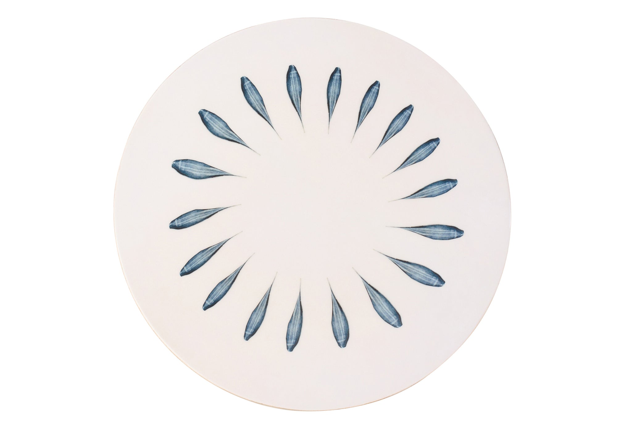 Drehbares Servierbrett ''Es Trenc'' aus Mangoholz – Dunkelblau/Weiß (rund)