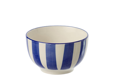 Gestreifte Schale aus Stoneware Blau Weiß
