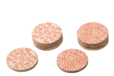 Mangoholz Untersetzer Set orange weiß