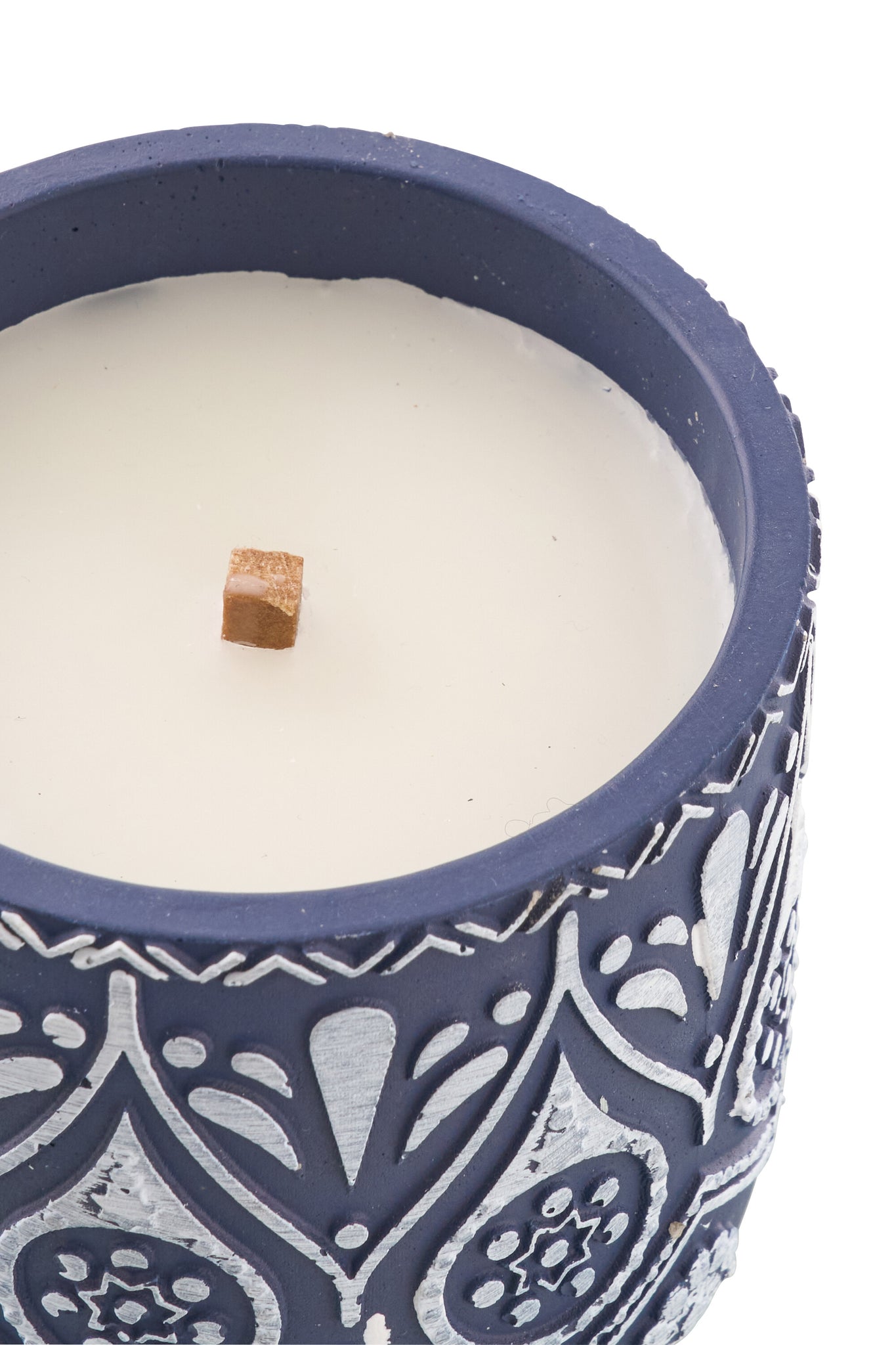 Duftkerze aus Terrakotta – Blau/Weiß (S)