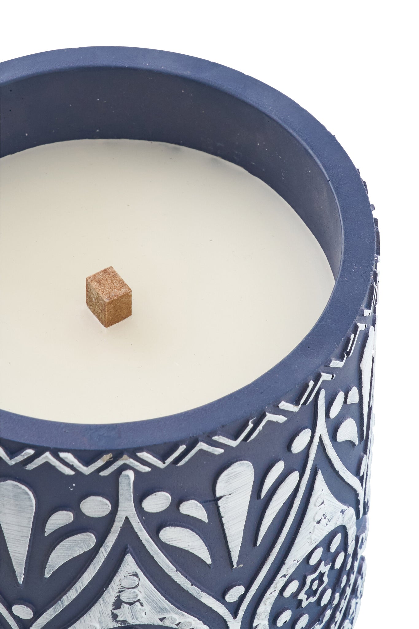 Duftkerze aus Terrakotta – Blau/Weiß (M)