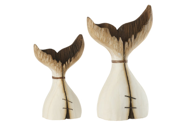2er Set - Walflosse aus Holz Natur/Weiß (M) + (L)