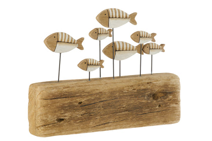 Fish On Sockel Paulownia-Holz Natur/Weiß Grande
