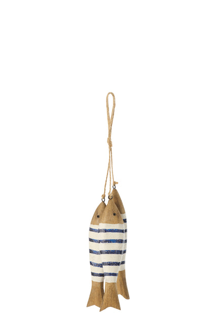 maritime fisch haengedeko holz blau weiss