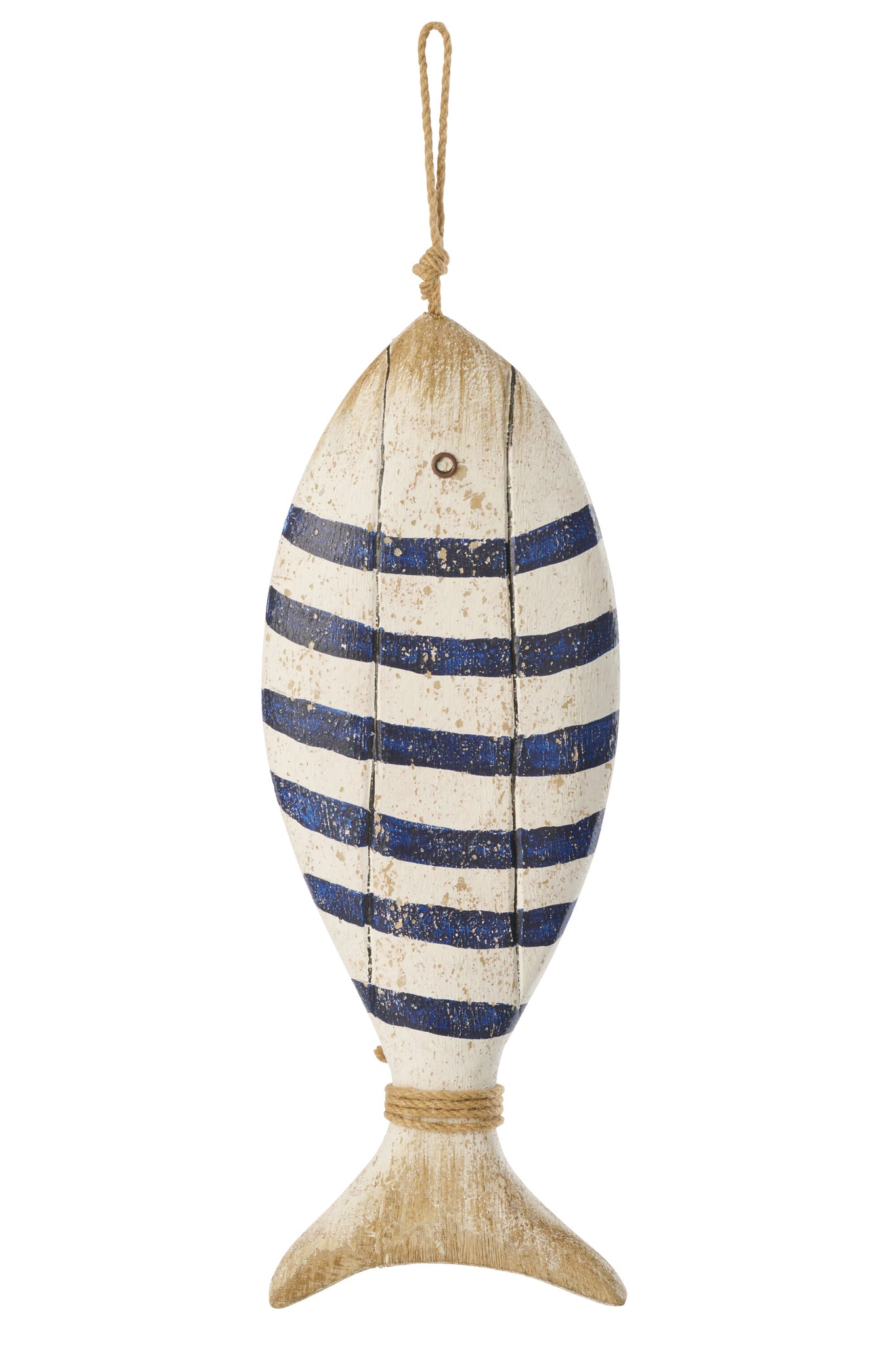 Decoración colgante pez de madera azul/blanco