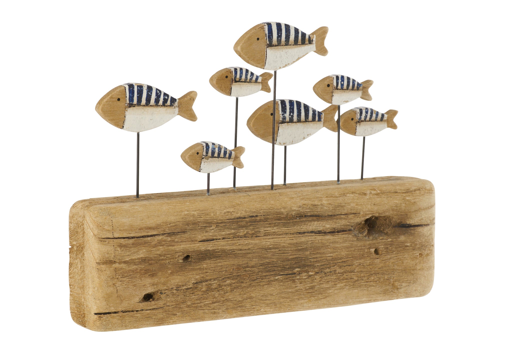 fisch deko holz blau natur sockel maritim