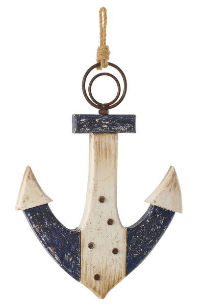 anker deko holz blau weiß wand maritim