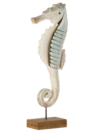 Décoration Hippocampe Bois Bleu Clair (L)