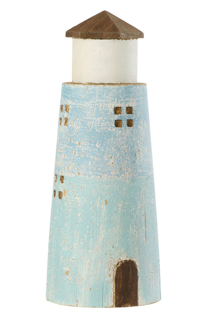 Faro de madera de paulownia, natural/azul claro (M)