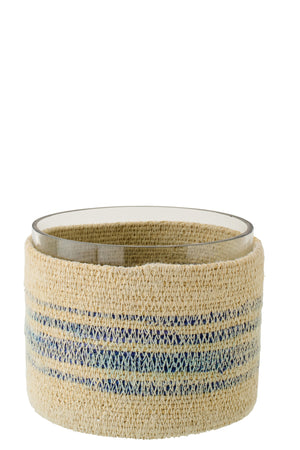 Seegras Teelichthalter – Natur / Blau (M)