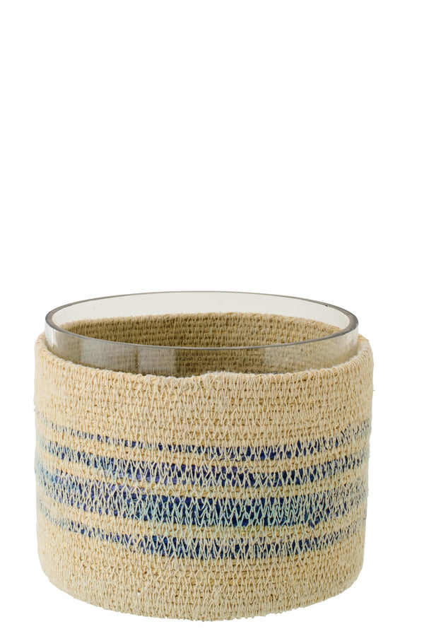 Seegras Teelichthalter – Natur / Blau (M)