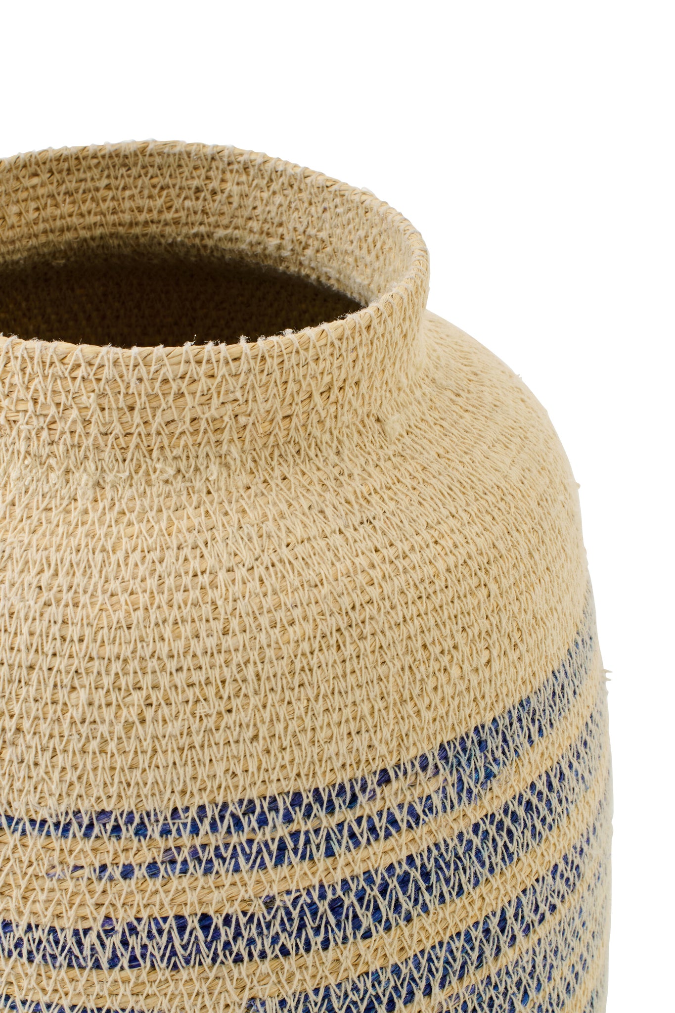 Korb aus Seegras mit Glas – Natur/Blau