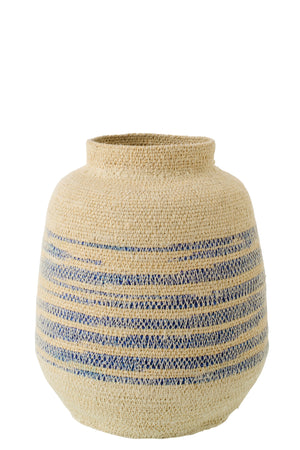 Lot de 2 - Panier - jonc de mer rayé - Naturel Bleu