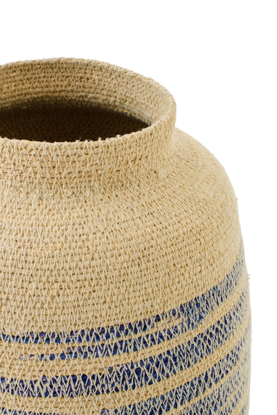 Panier - jonc de mer rayé - Nature Bleu