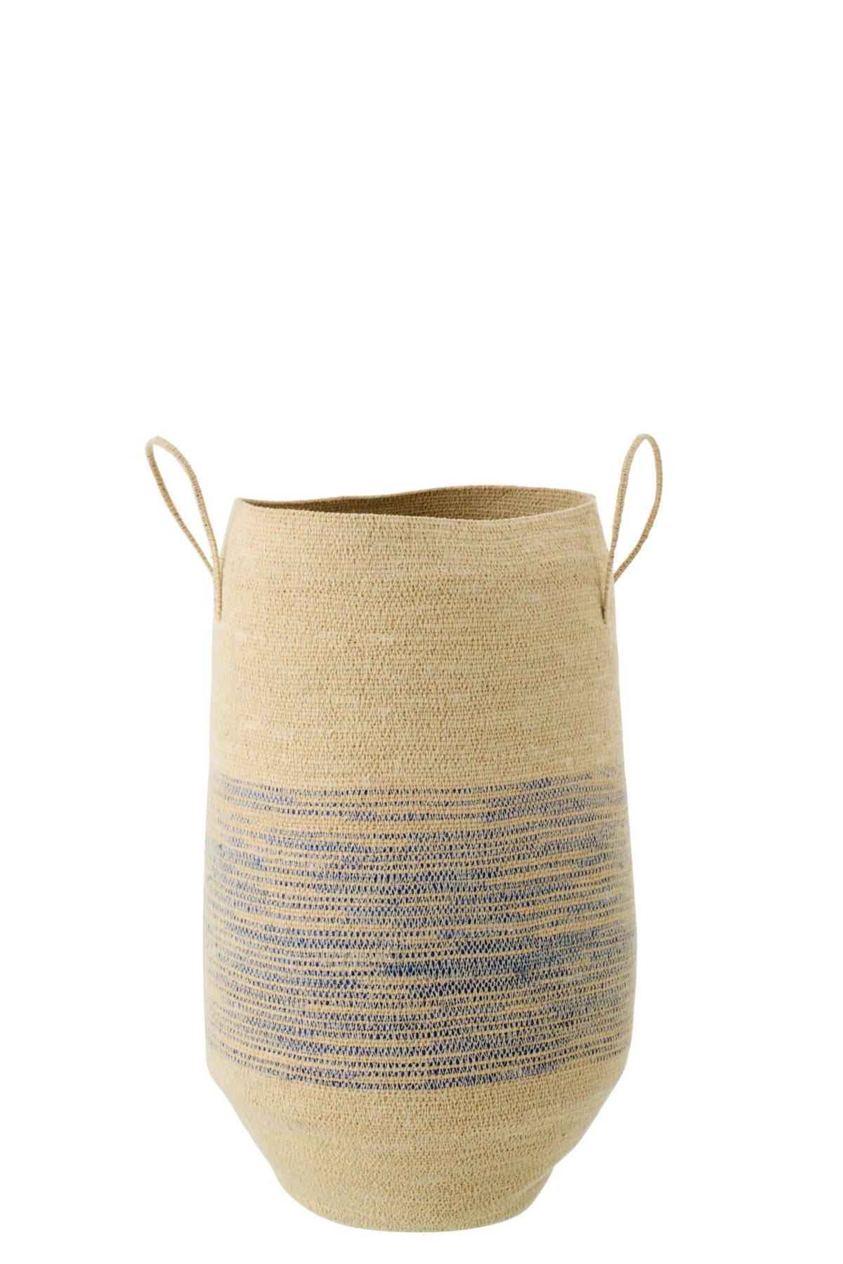 Panier avec anse - jonc de mer rayé - Naturel Bleu